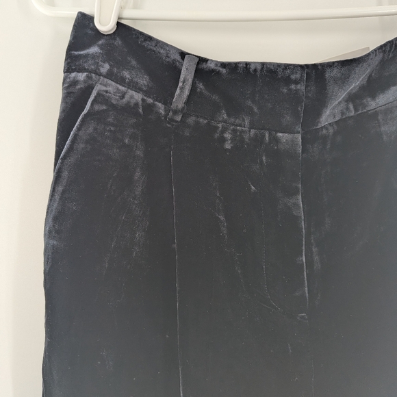 Loft The Peyton Trousers Pants Velvet 6 Black Wide Legs Career Pleated Front NWT - Picture 10 of 11